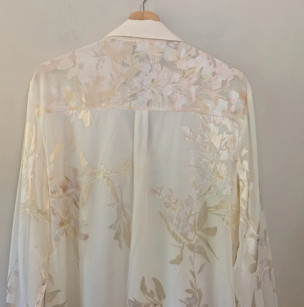 Autres Filles Cream Floral Burnout Button-up Blouse Whimsigoth - Picture 5 of 15